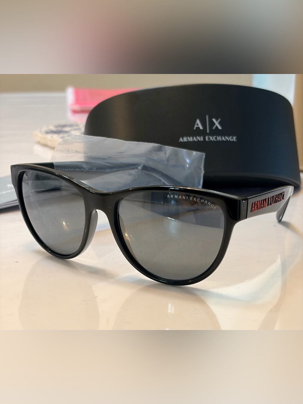 Armani Exchange Black Cat-Eye Sunglasses